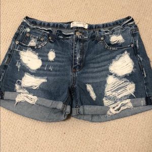 blue jean ripped shorts